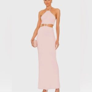 NWT ALICE + OLIVIA English ROSE Marguerite Cutout Jersey Halter Maxi Dress 2